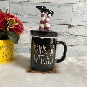 Rae Dunn DRINK UP WITCHES Halloween Mug With Legs Topper